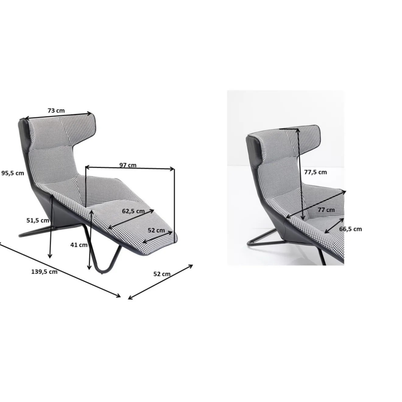 KARE Design Fauteuils Relax|Fauteuil Relax Granada Noir-Blanc