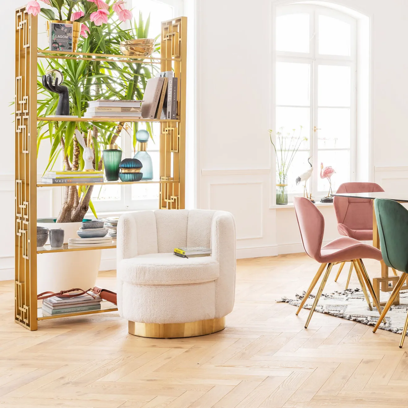 KARE Design Fauteuils Cocktail|Fauteuil Silhouette Fur Blanc