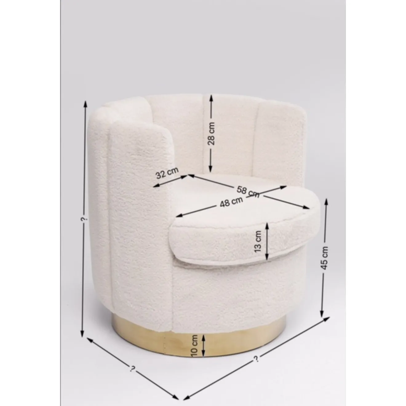 KARE Design Fauteuils Cocktail|Fauteuil Silhouette Fur Blanc