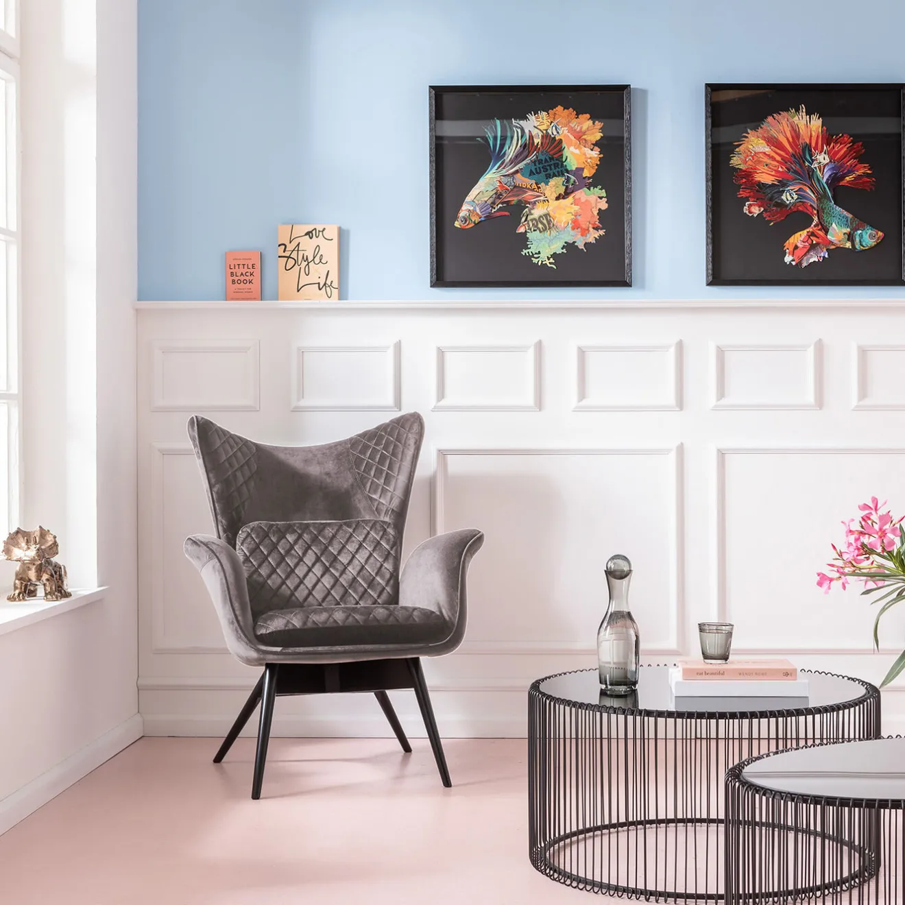 KARE Design Fauteuils À Oreilles|Fauteuil Tudor Velvet Gris-Argente