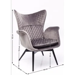 KARE Design Fauteuils À Oreilles|Fauteuil Tudor Velvet Gris-Argente