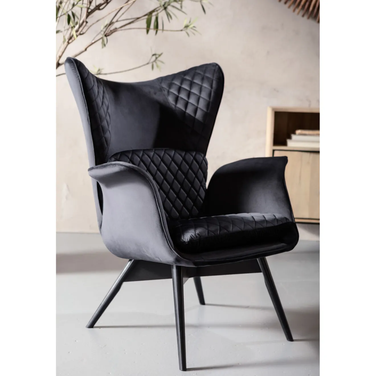 KARE Design Fauteuils À Oreilles|Fauteuil Tudor Velvet Noir