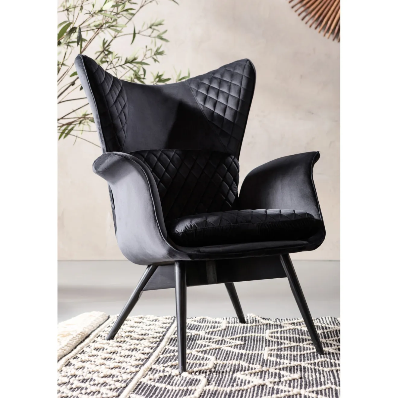 KARE Design Fauteuils À Oreilles|Fauteuil Tudor Velvet Noir