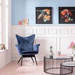 KARE Design Fauteuils À Oreilles|Fauteuil Tudor Velvet Petrol