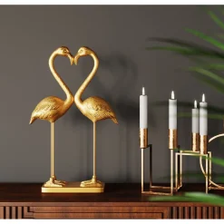 KARE Design Figurines Décoratives|Figurine Déco Flamingo Love Dore 63Cm