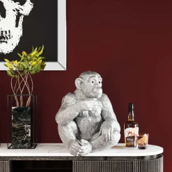 KARE Design Figurines Décoratives|Figurine Décorative Baby Ape Argente 53Cm