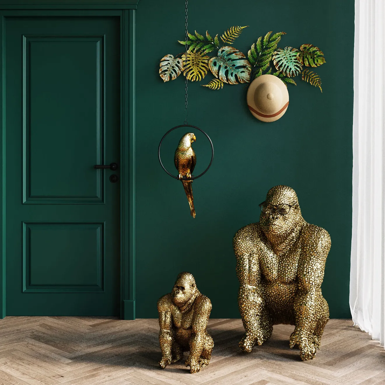 KARE Design Figurines Décoratives|Figurine Décorative Gorilla Dore 80Cm