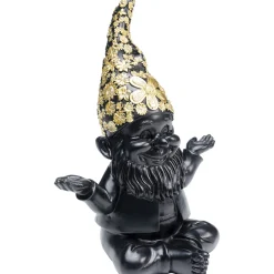 KARE Design Figurines Décoratives|Figurine Décorative Nain Meditation Noir-Dore 19Cm