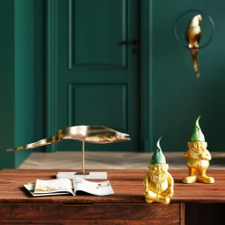 KARE Design Figurines Décoratives|Figurine Décorative Zwerg Sitting Dore Vert 19Cm