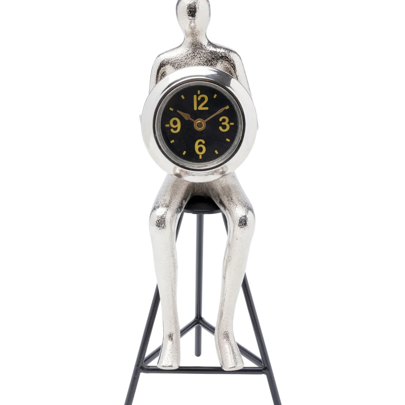 KARE Design Horloges De Table|Horloge A Poser Sitting Man Argente 12X31Cm