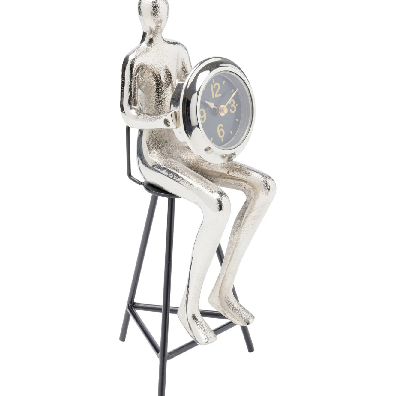 KARE Design Horloges De Table|Horloge A Poser Sitting Man Argente 12X31Cm