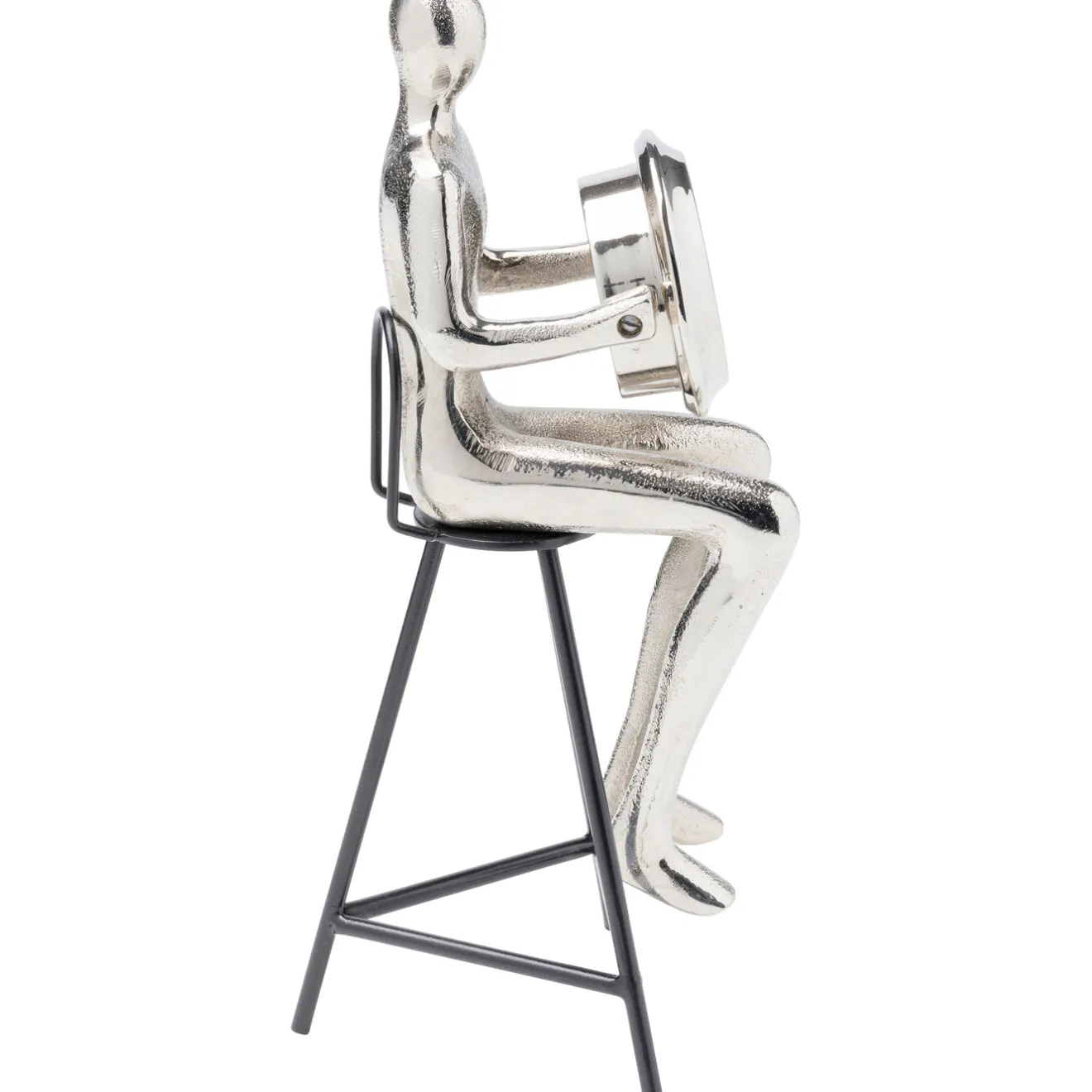 KARE Design Horloges De Table|Horloge A Poser Sitting Man Argente 12X31Cm