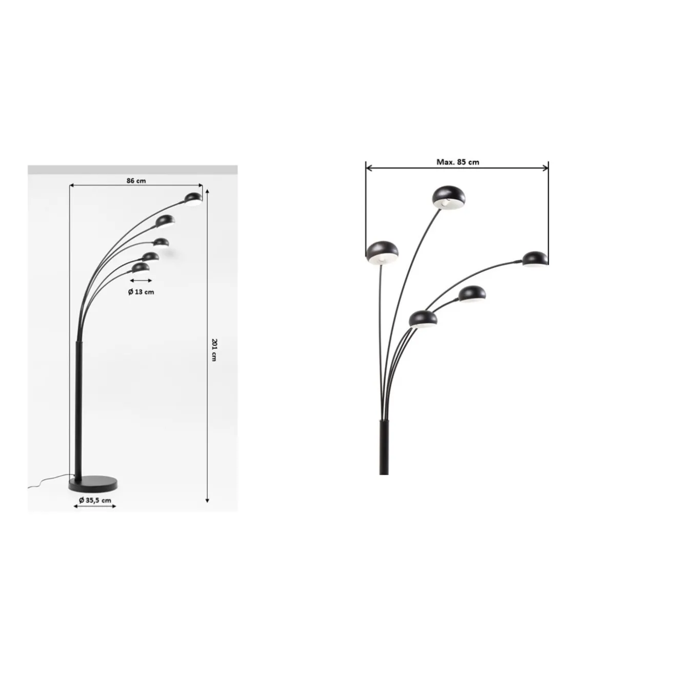 KARE Design Lampadaires|Lampadaire Five Fingers Noir Mat