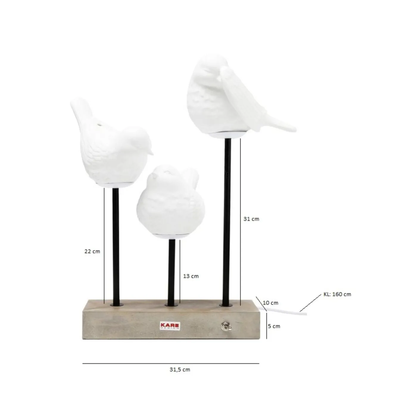 KARE Design Lampes De Table|Lampe A Poser Animal Birds Led 52Cm