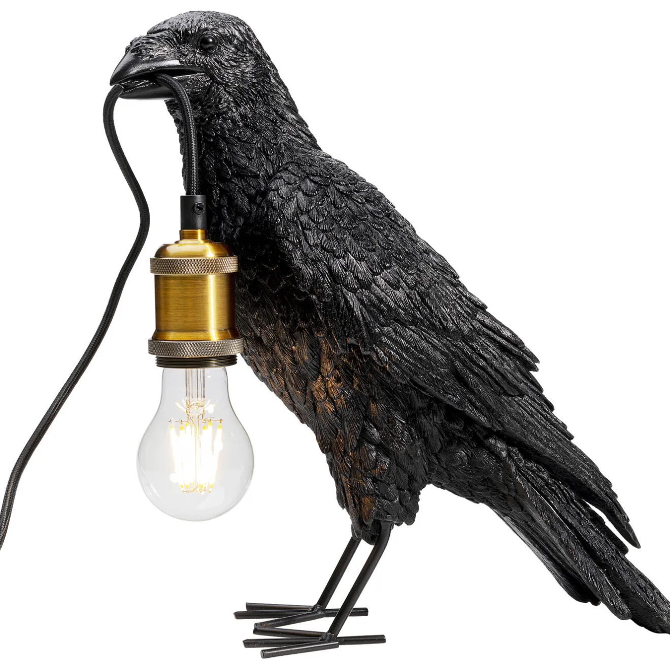 KARE Design Lampes De Table|Lampe A Poser Animal Crow Noir Mat 34Cm