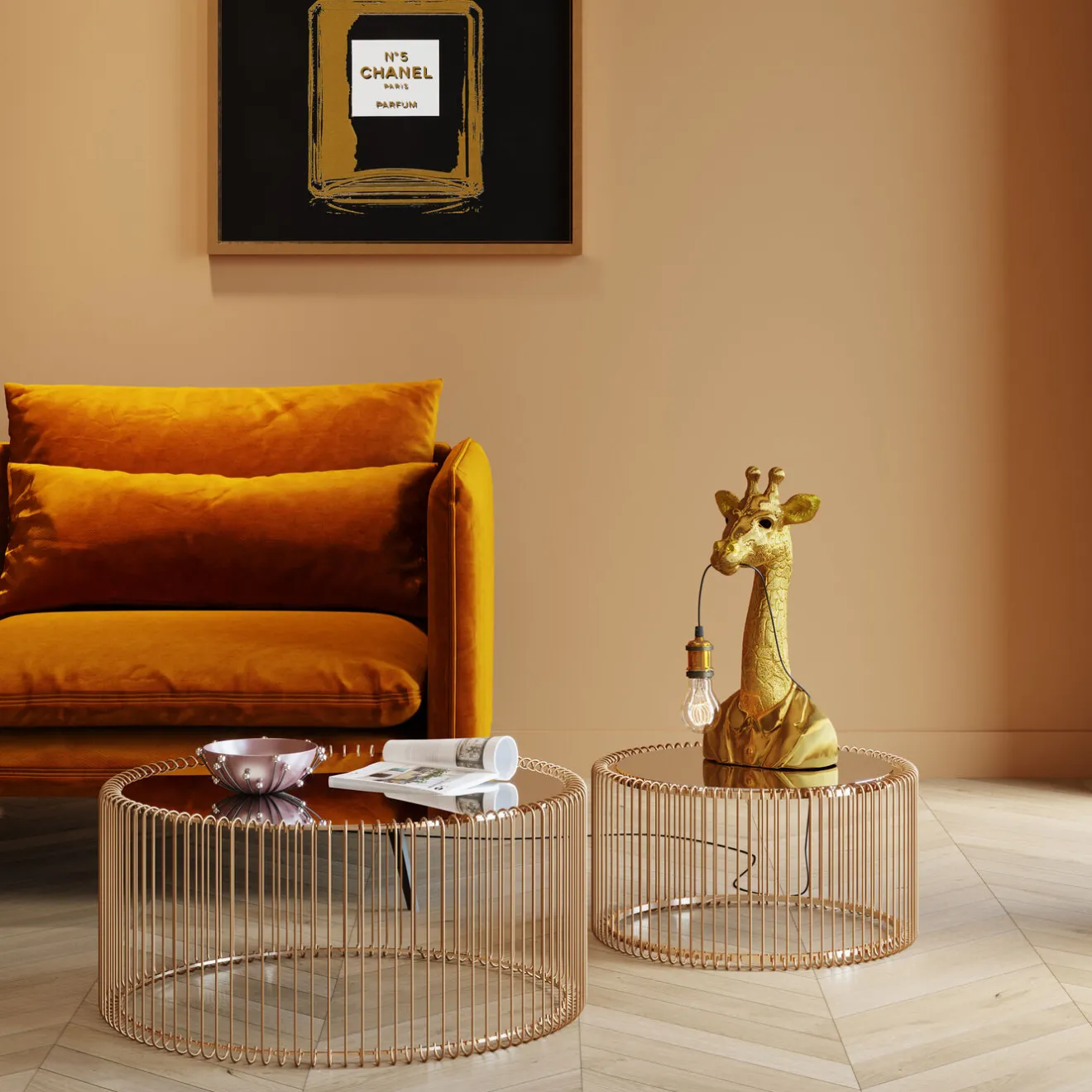 KARE Design Lampes De Table|Lampe A Poser Animal Giraffe Dore 50Cm