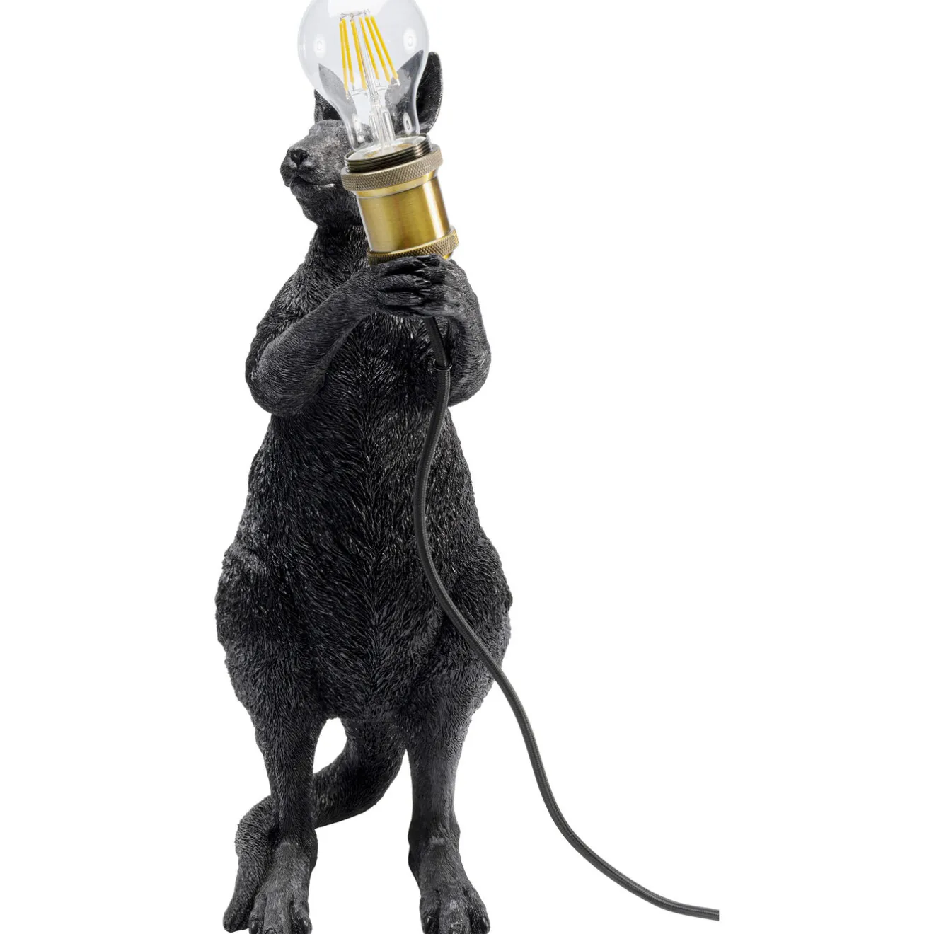 KARE Design Lampes De Table|Lampe A Poser Animal Kangaroo Noir Mat 46Cm