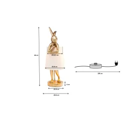 KARE Design Lampes De Table|Lampe A Poser Animal Rabbit Dore/Blanc 68Cm