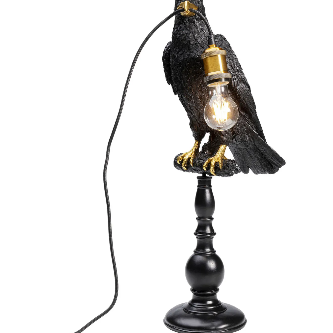 KARE Design Lampes De Table|Lampe A Poser Animal Sitting Crow Noir Mat 61Cm