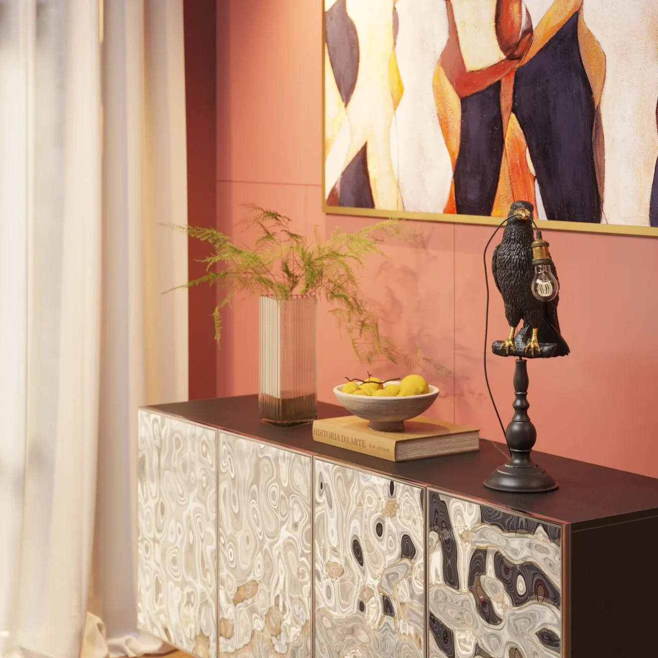 KARE Design Lampes De Table|Lampe A Poser Animal Sitting Crow Noir Mat 61Cm