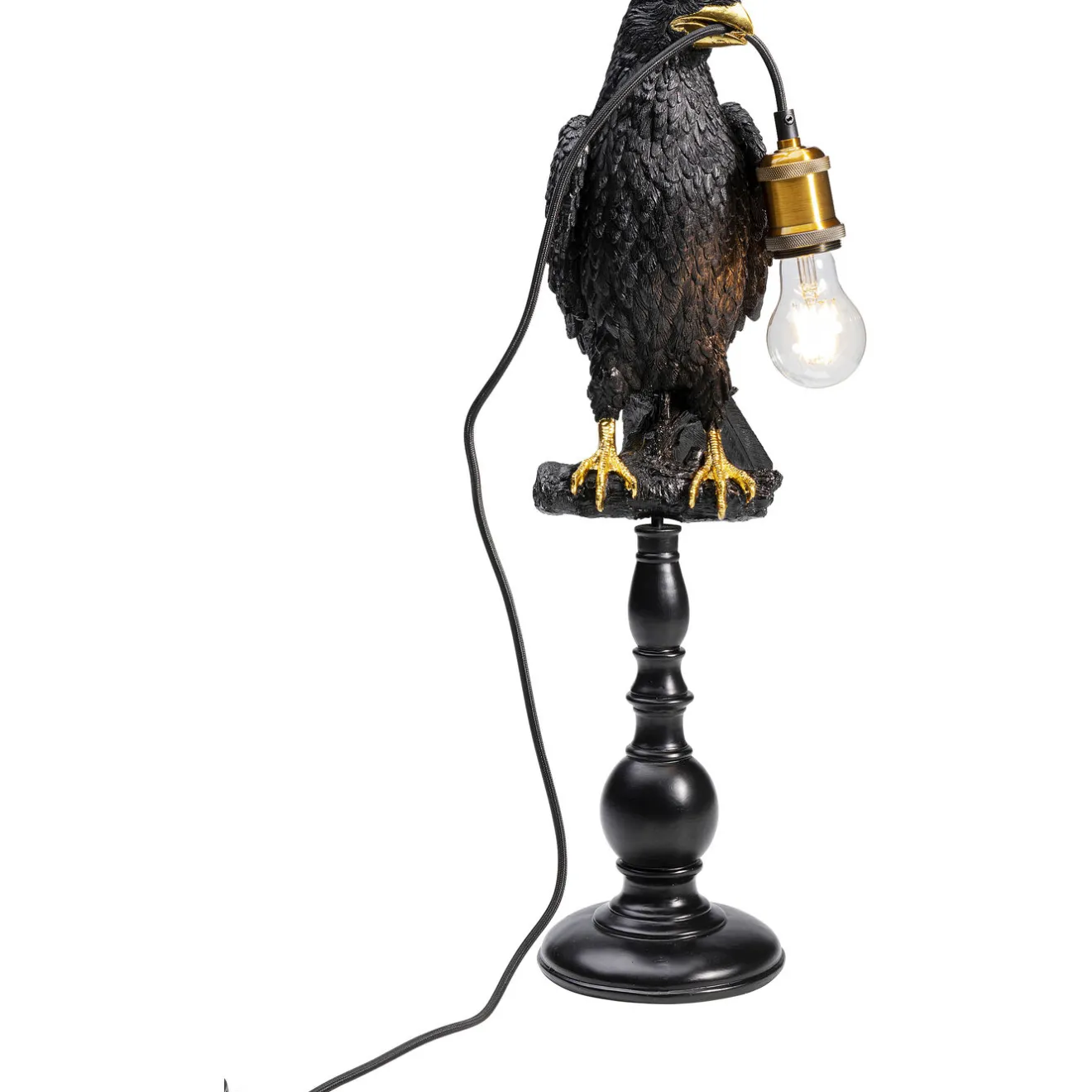 KARE Design Lampes De Table|Lampe A Poser Animal Sitting Crow Noir Mat 61Cm