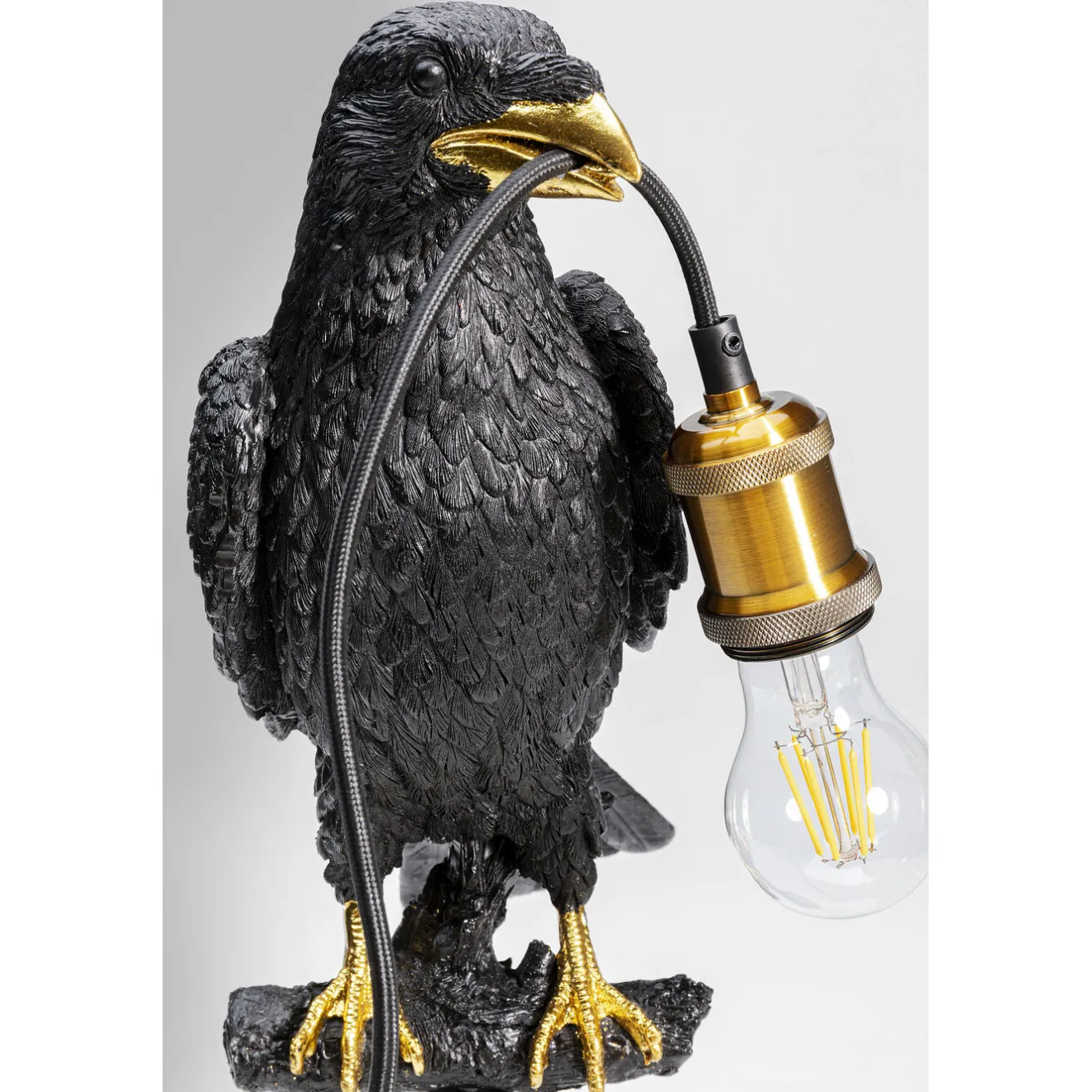 KARE Design Lampes De Table|Lampe A Poser Animal Sitting Crow Noir Mat 61Cm