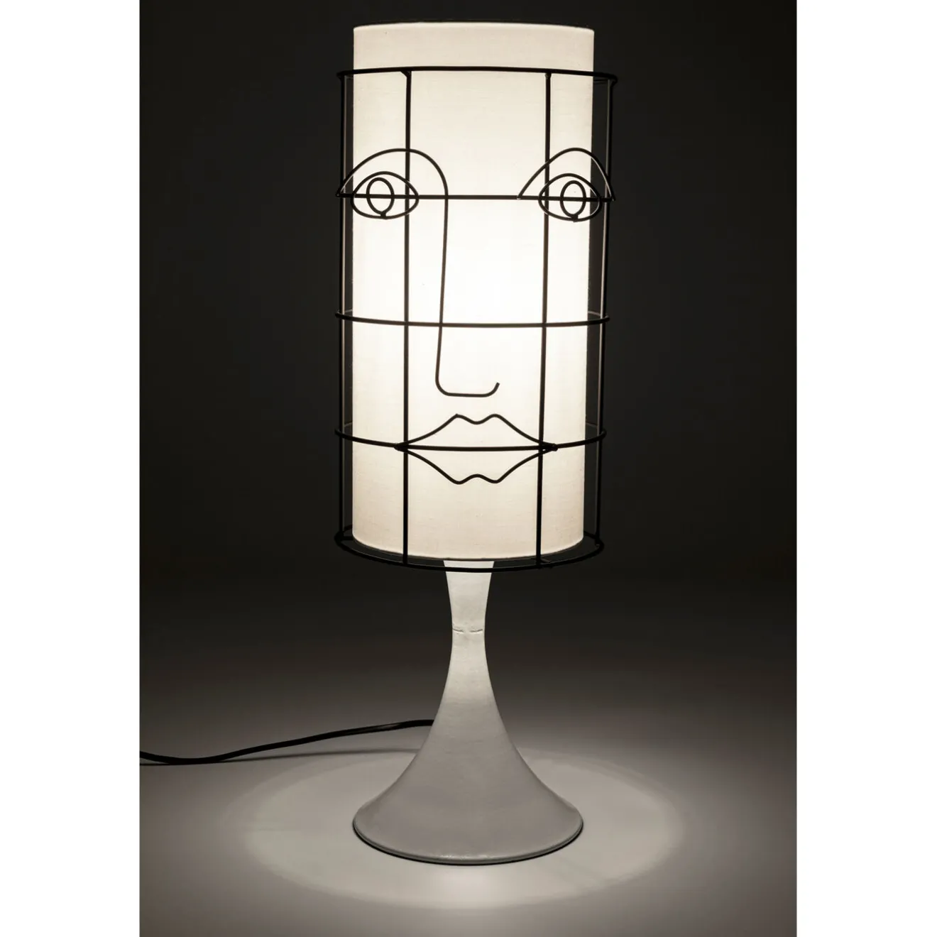 KARE Design Lampes De Table|Lampe A Poser Grid Face Blanc 60Cm