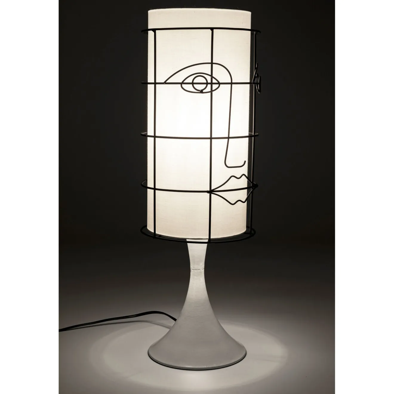 KARE Design Lampes De Table|Lampe A Poser Grid Face Blanc 60Cm