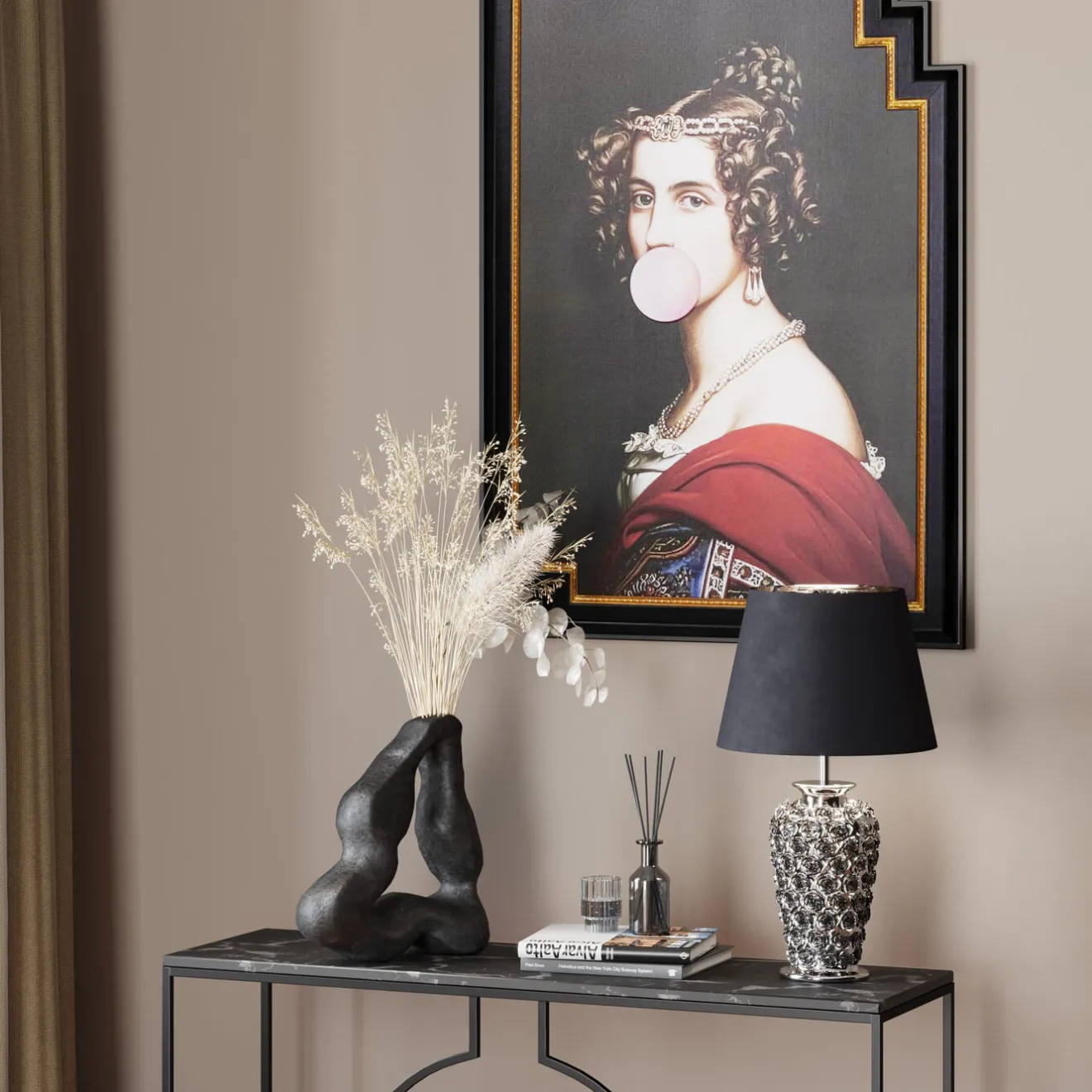 KARE Design Lampes De Table|Lampe A Poser Rose Argente´ 57Cm