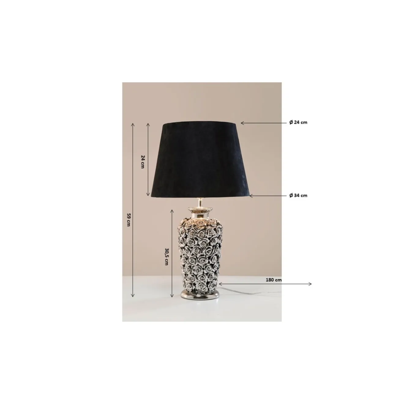 KARE Design Lampes De Table|Lampe A Poser Rose Argente´ 57Cm