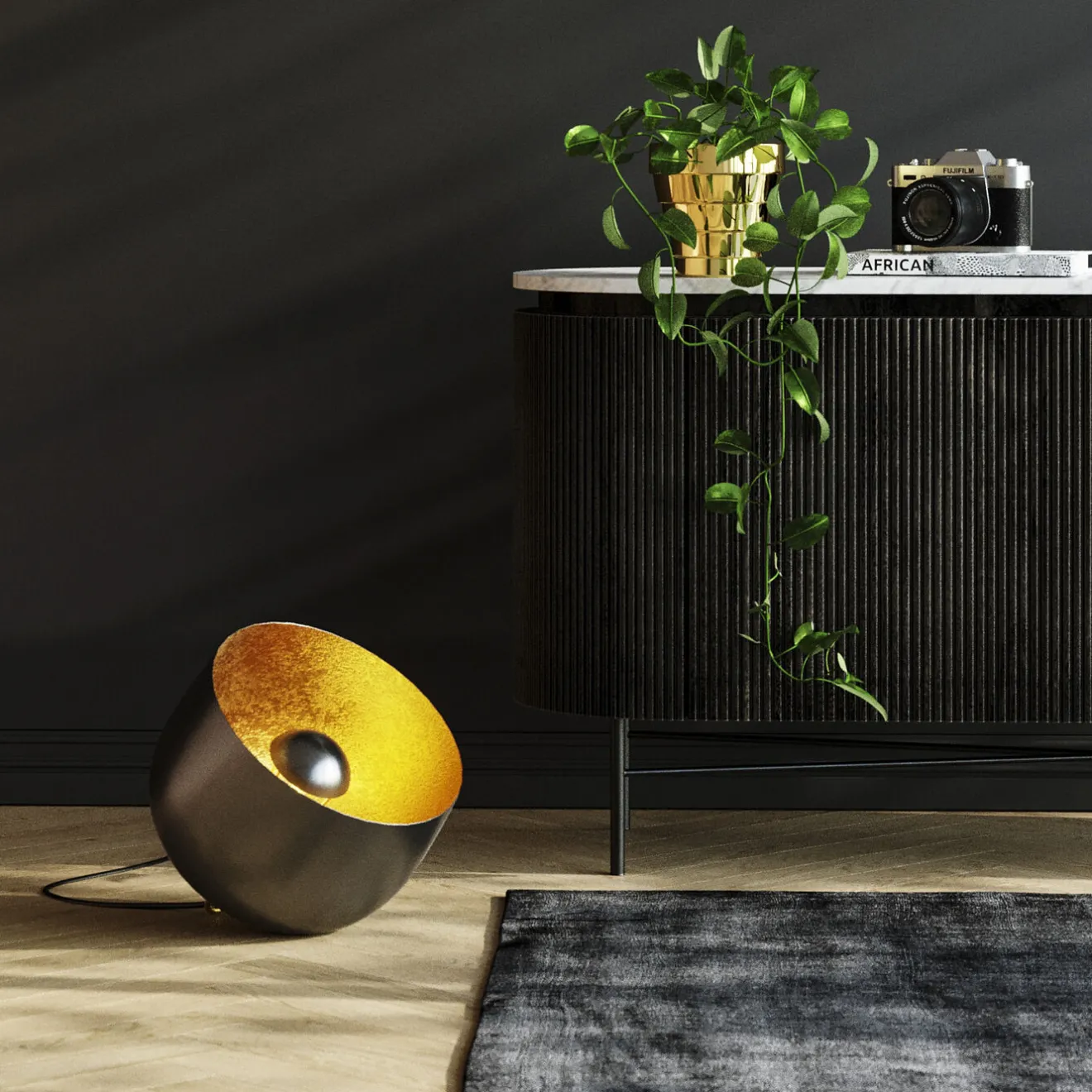 KARE Design Lampes De Sol|Lampe De Sol Apollon Smooth Noir O35Cm