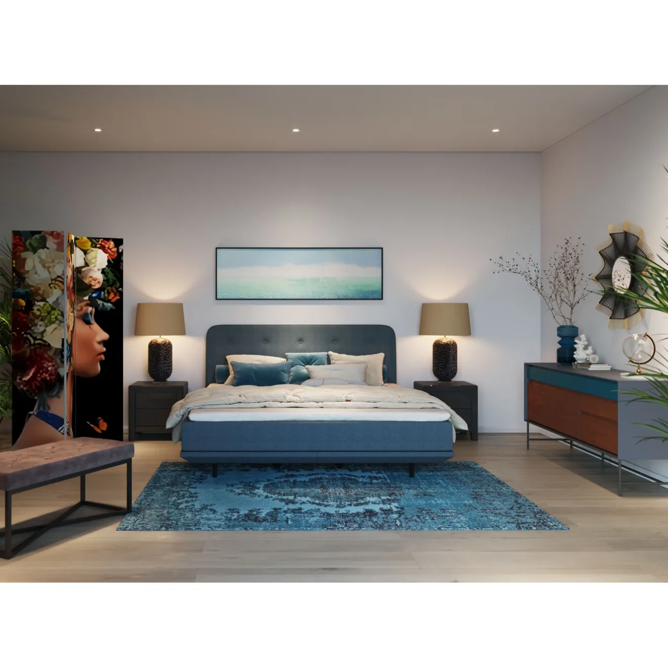 KARE Design Lits Boxspring|Lit Boxspring Luna Bleu 180X200