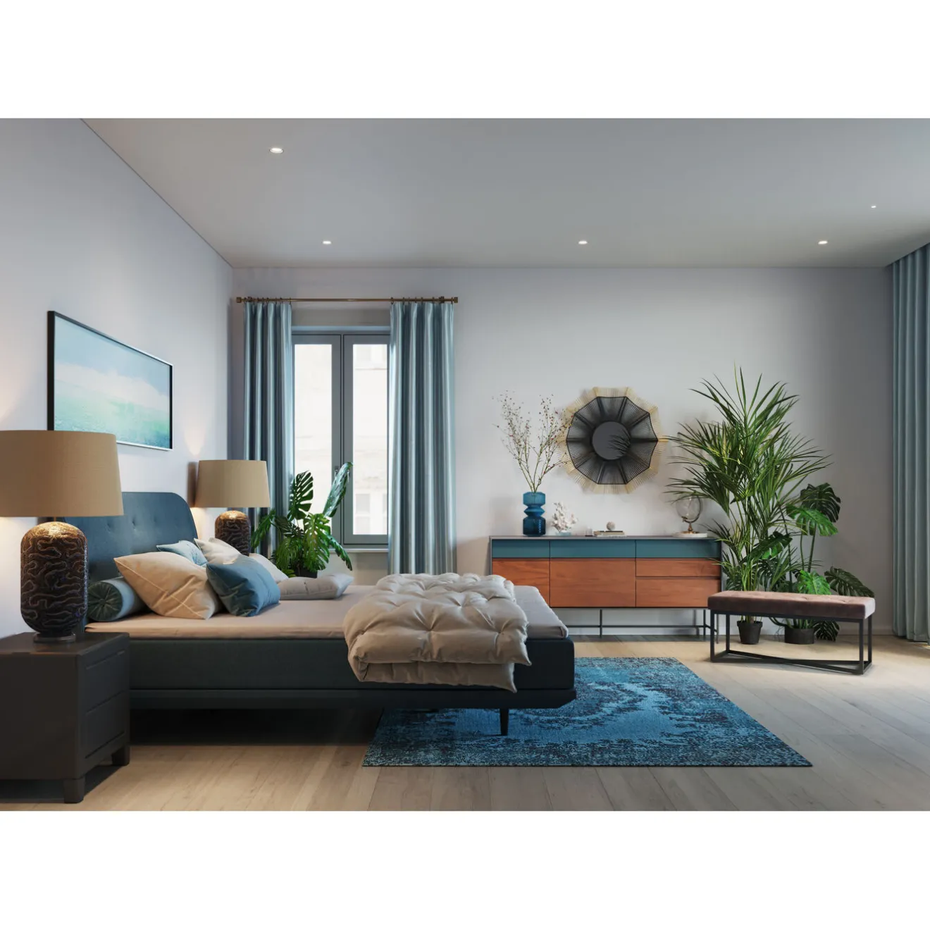 KARE Design Lits Boxspring|Lit Boxspring Luna Bleu 180X200