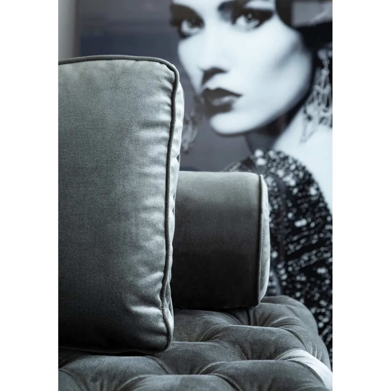 KARE Design Chaises Longues|Lit D Appoint Bottone Velours Gris