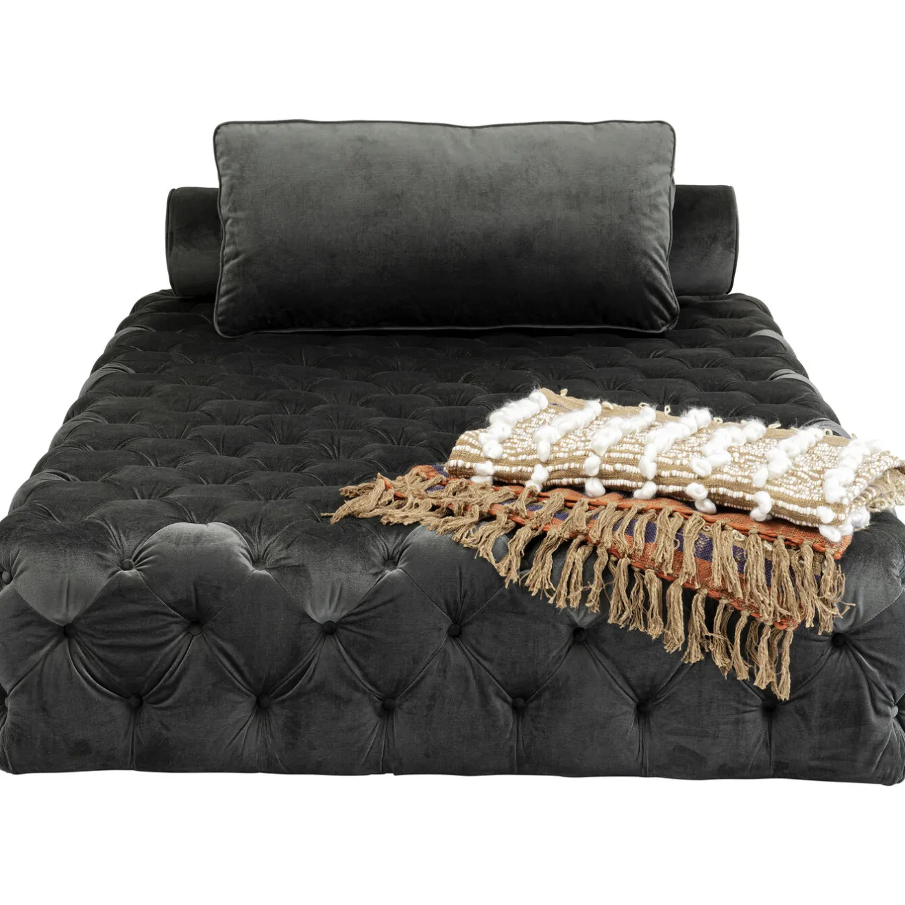 KARE Design Chaises Longues|Lit D Appoint Bottone Velours Gris