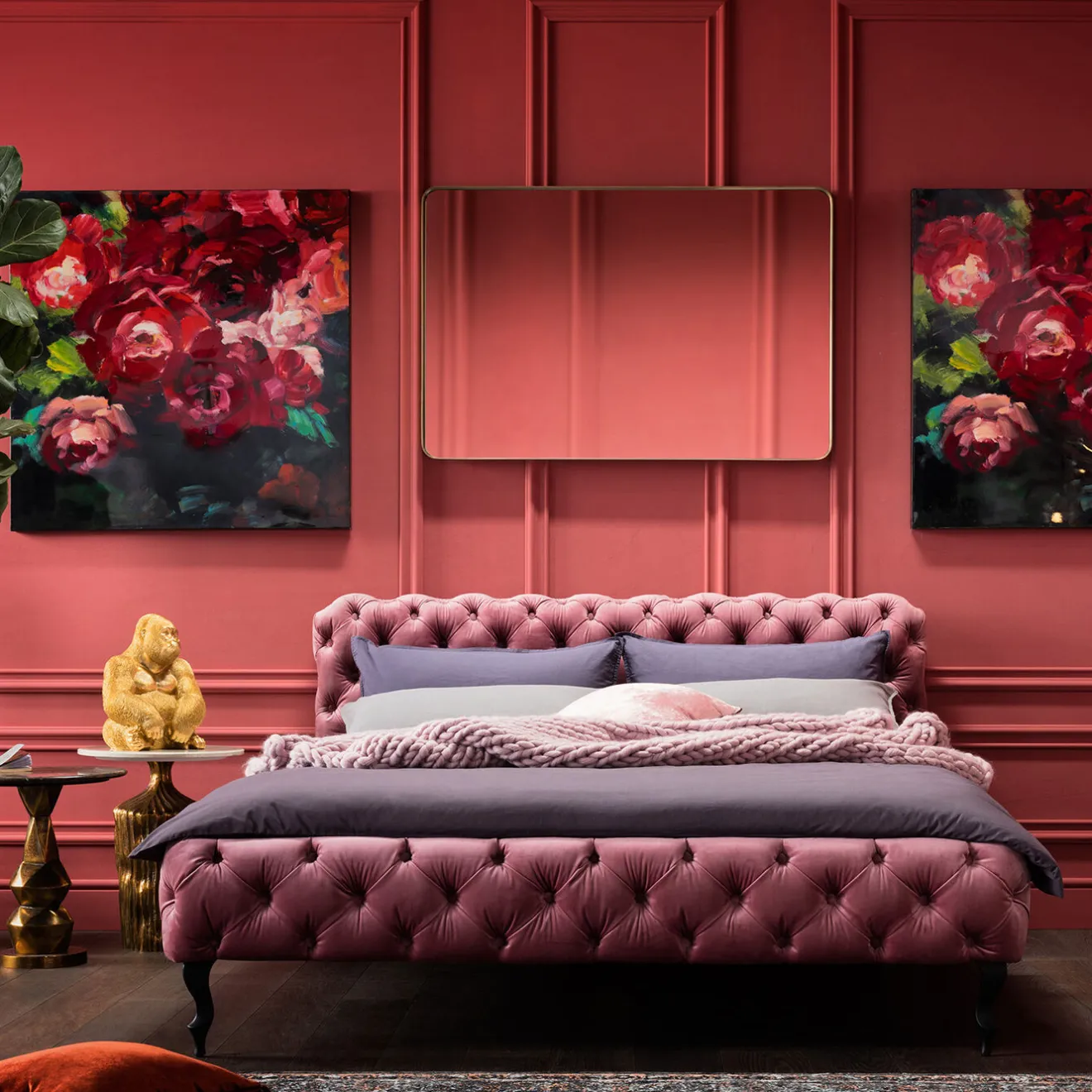 KARE Design Lits Rembourres|Lit Desire Velvet Rose 160X200Cm