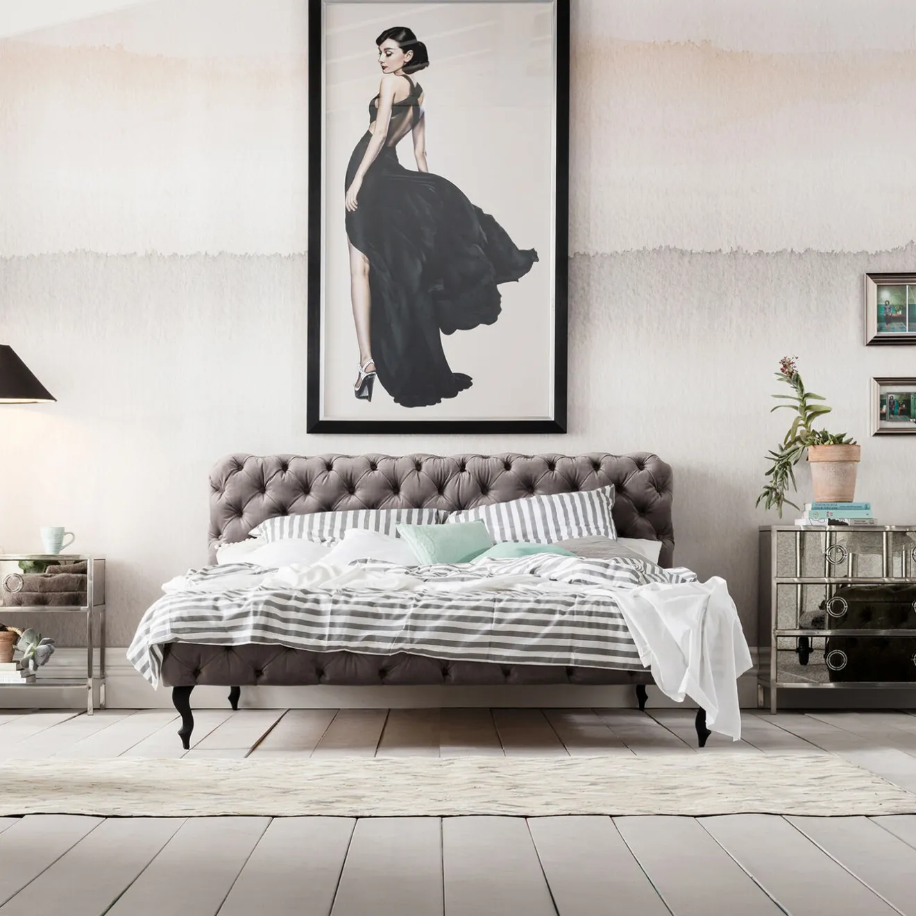 KARE Design Lits Rembourres|Lit Desire Velvet Silver Grey 200X200Cm