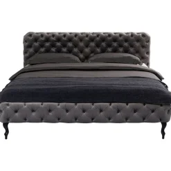 KARE Design Lits Rembourres|Lit Desire Velvet Silver Grey 200X200Cm
