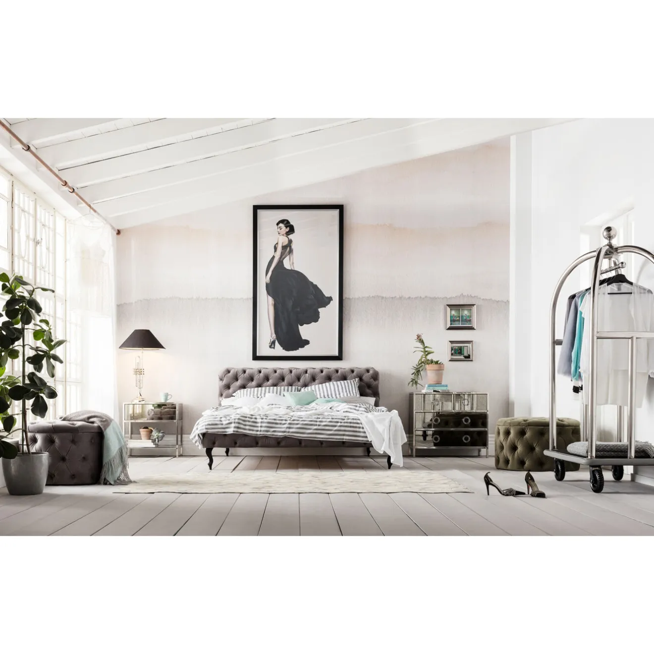 KARE Design Lits Rembourres|Lit Desire Velvet Silver Grey 160X200 Cm