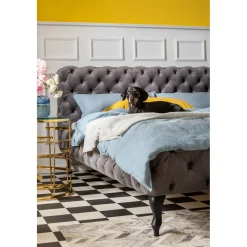 KARE Design Lits Rembourres|Lit Desire Velvet Silver Grey 160X200 Cm