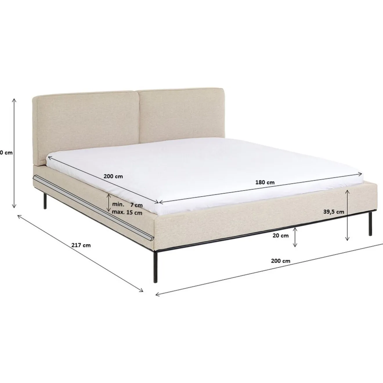 KARE Design Lits Rembourres|Lit East Side Beige 180X200Cm