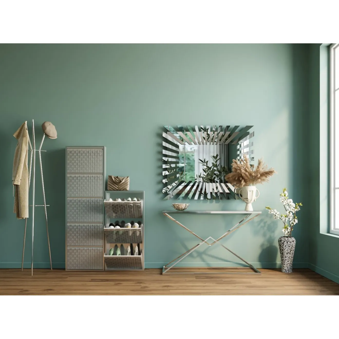 KARE Design Rangements À Chaussures Rabattables|Meuble À Chaussures Caruso 5 Alu Brosse