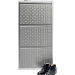 KARE Design Rangements À Chaussures Rabattables|Meuble À Chaussures Caruso 3 Alu Brosse