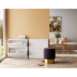 KARE Design Rangements À Chaussures Rabattables|Meuble À Chaussures Caruso 2 Double Blanc