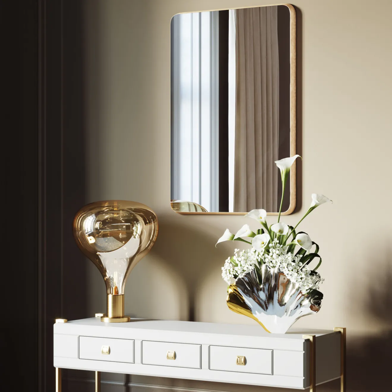 KARE Design Miroirs Muraux|Miroir Jetset Carre Dore 94X64Cm