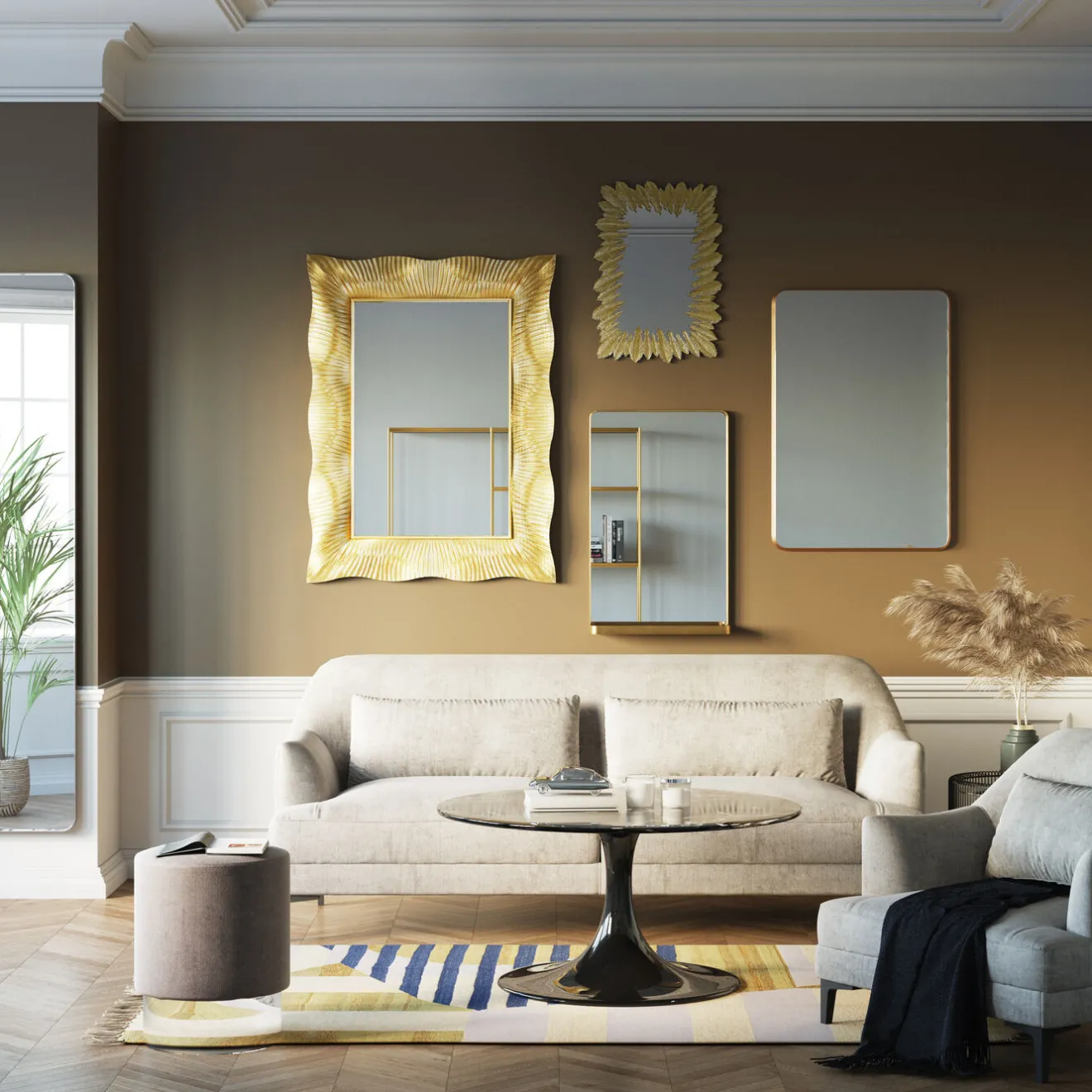 KARE Design Miroirs Muraux|Miroir Jetset Carre Dore 94X64Cm