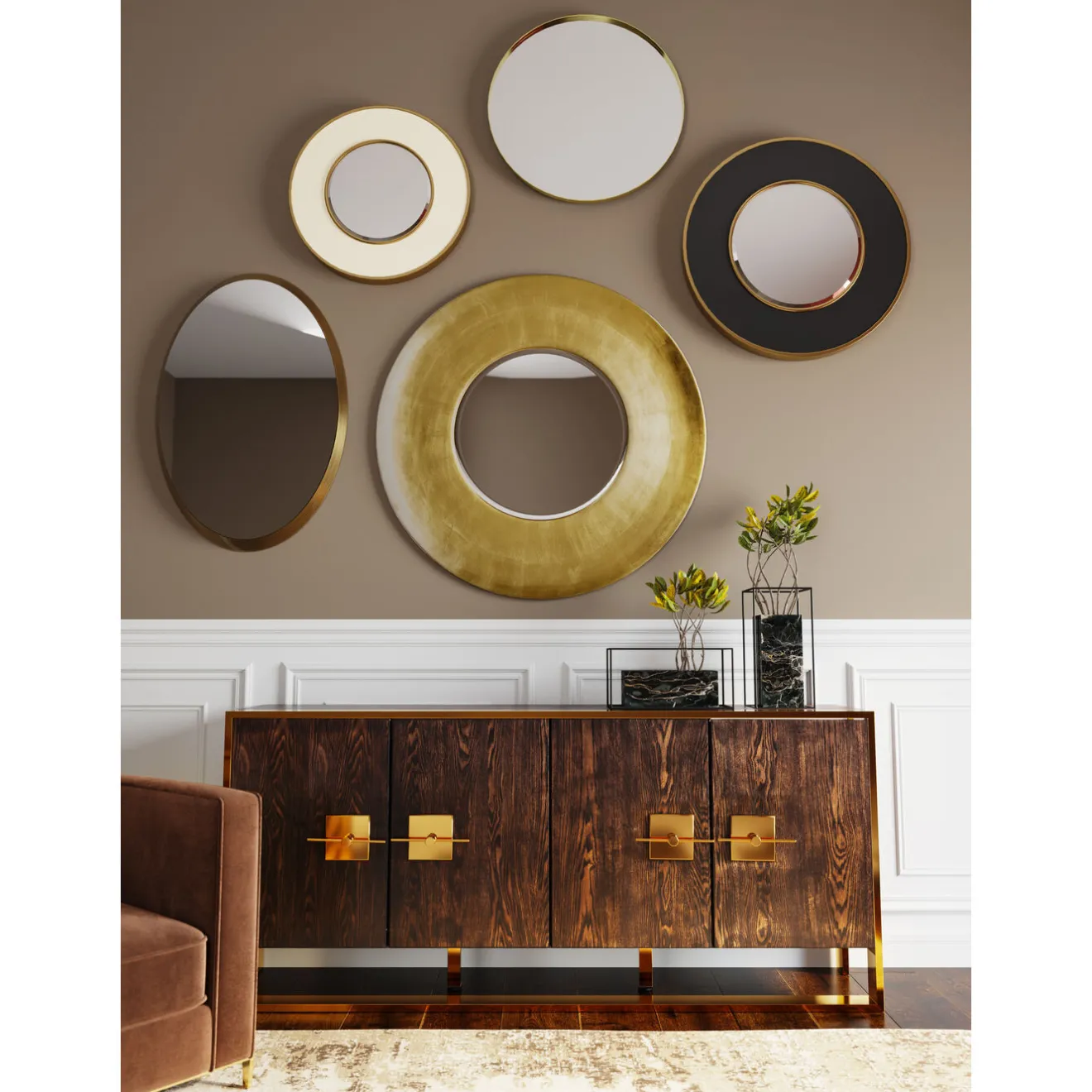 KARE Design Miroirs Muraux|Miroir Jetset Ovale Dore 94X64Cm