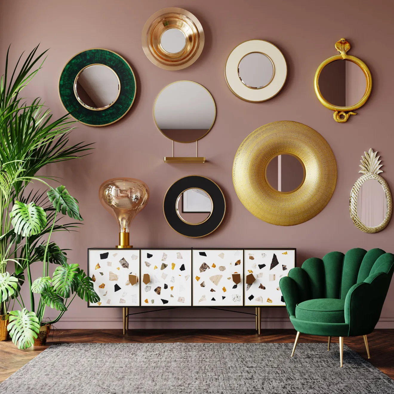 KARE Design Miroirs Muraux|Miroir Mural Planet Dore O108Cm