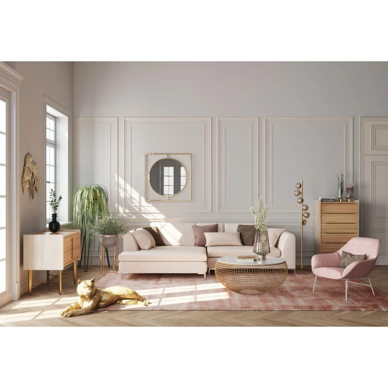 KARE Design Miroirs Muraux|Miroir Stanford Frame Round Gold O90Cm