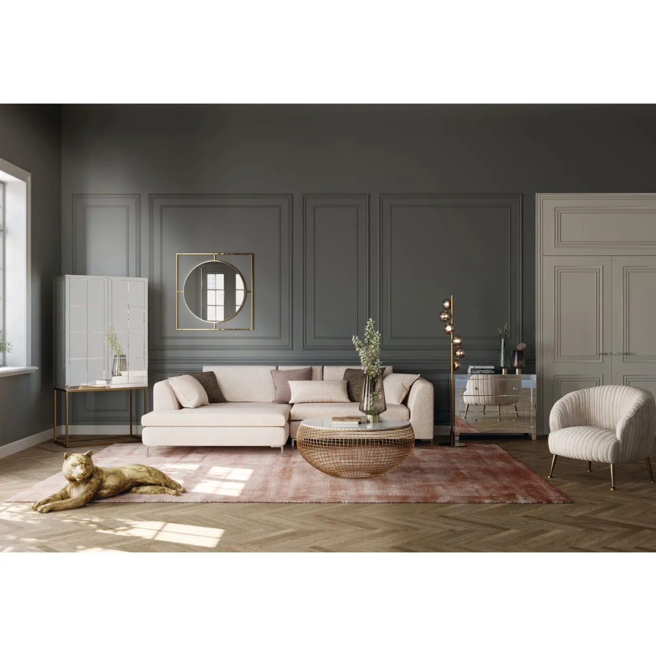 KARE Design Miroirs Muraux|Miroir Stanford Frame Round Gold O90Cm